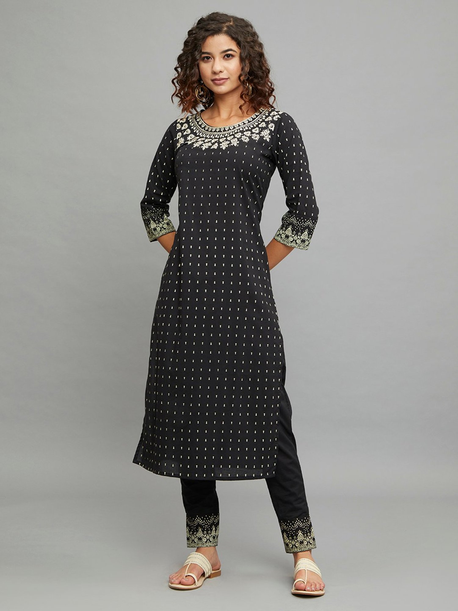 paislei Black Printed Kurta Pant Set