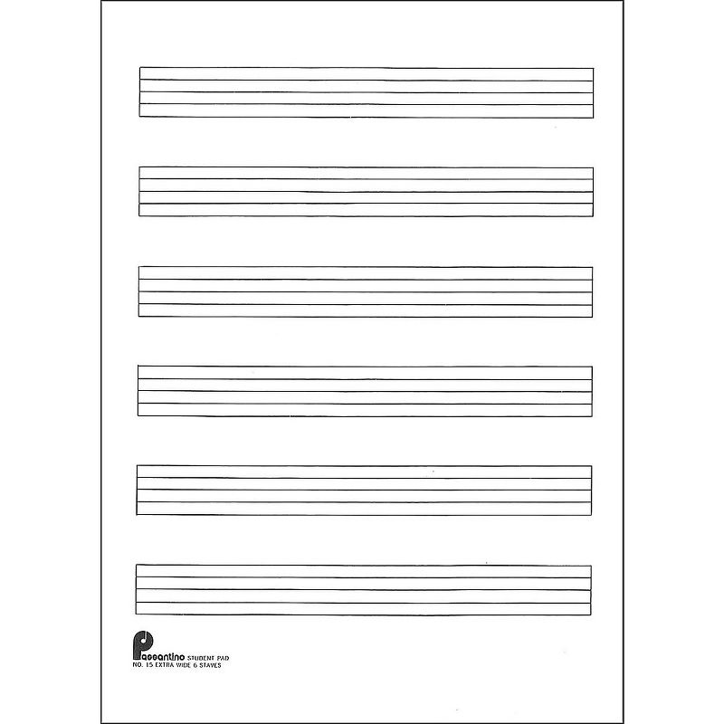 Music Sales Writing Pad #15 6 Stave Extra Wide, 40 Shts, 8X10.5