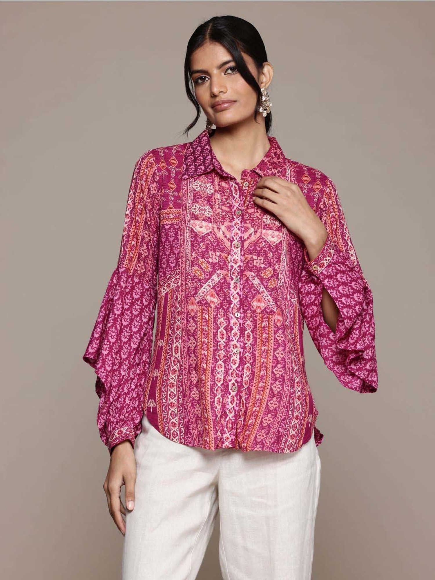 AARKE RITU KUMAR Pink Printed Shirt