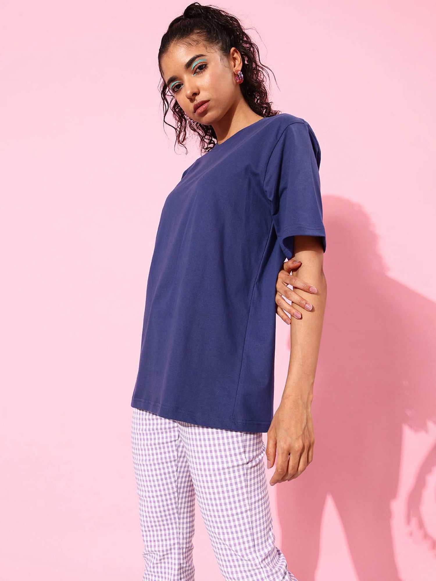 Dillinger Navy Cotton Graphic Print Oversized T-Shirt