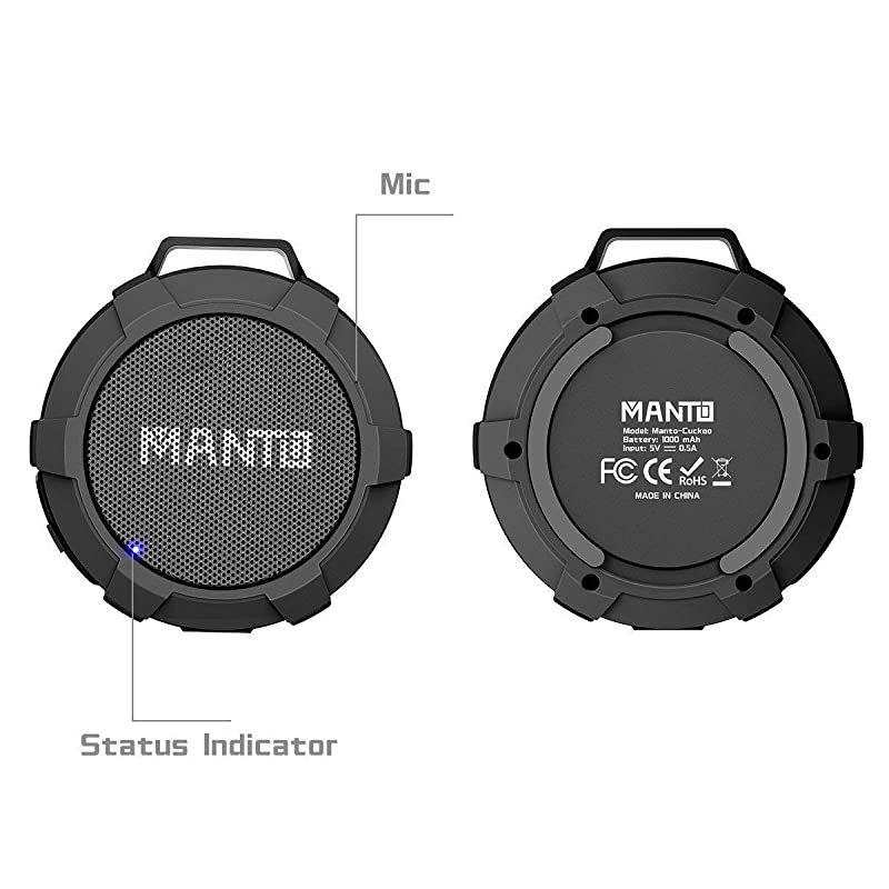 Bluetooth Speaker  Cuckoo Portable Wireless Mini Waterproof Stereo Sound System for Shower Outdoor Hiking Camping Cycling Grey