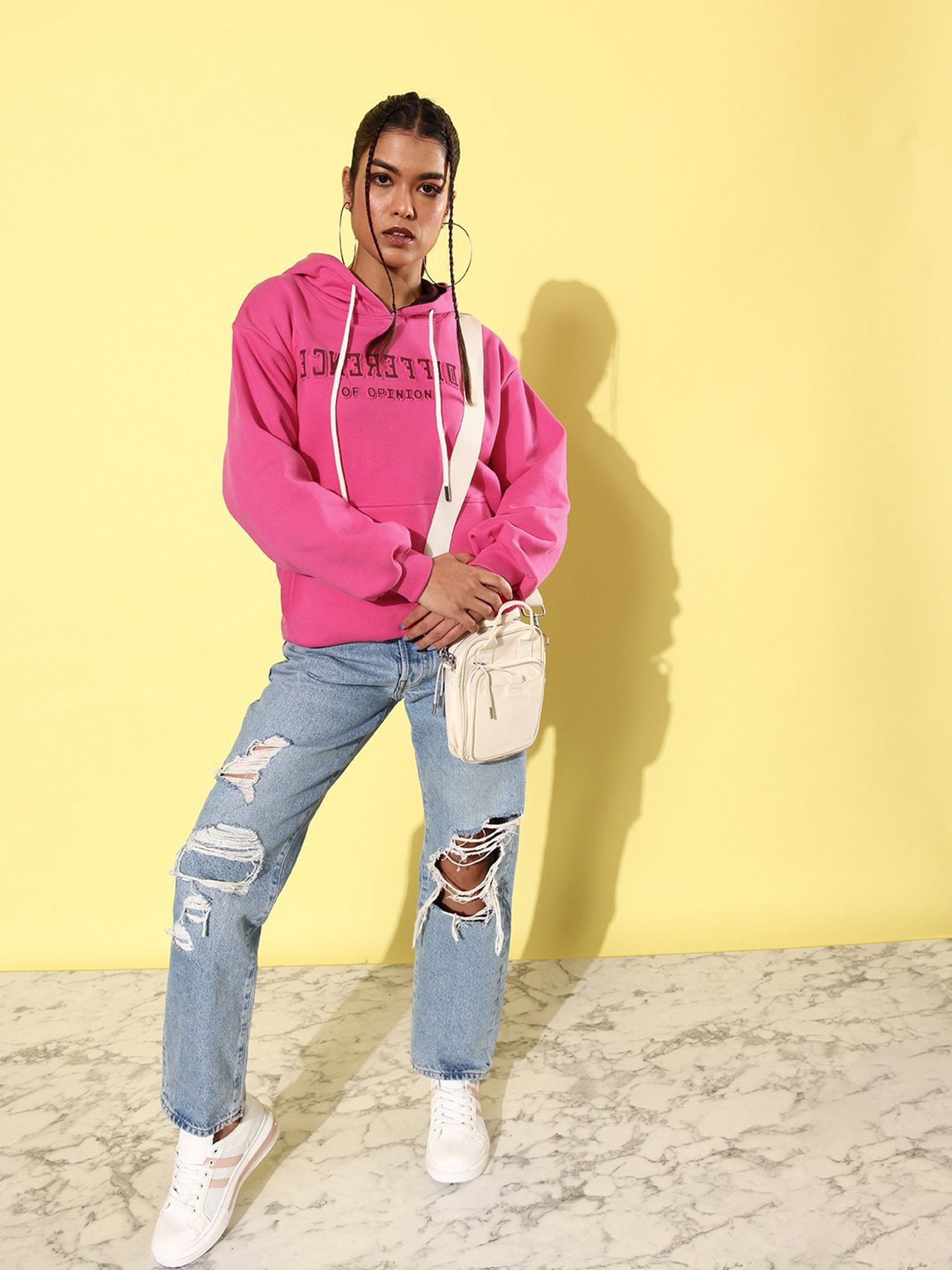 Difference of Opinion Pink Fleece Graphic Print Oversized Sweatshirt