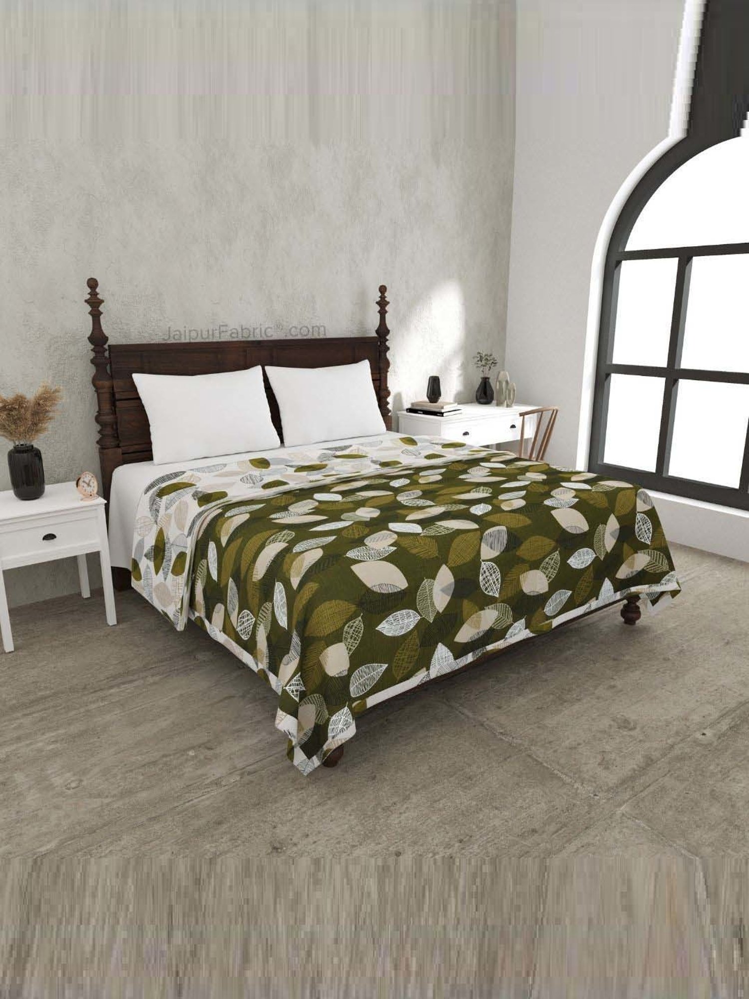JaipurFabric Jungle Green Mulmul Cotton 150 GSM Reversible Ac Dohar