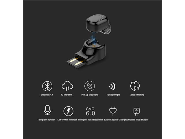 AutofeelSunriseoffice Mini Bluetooth Earphone Headset Wireless Headphone With Mic 3D Bass Stereo Hidden Invisible Earpiece Sport Earbuds For Phone iPhone Xiaomi Huawei Samsung