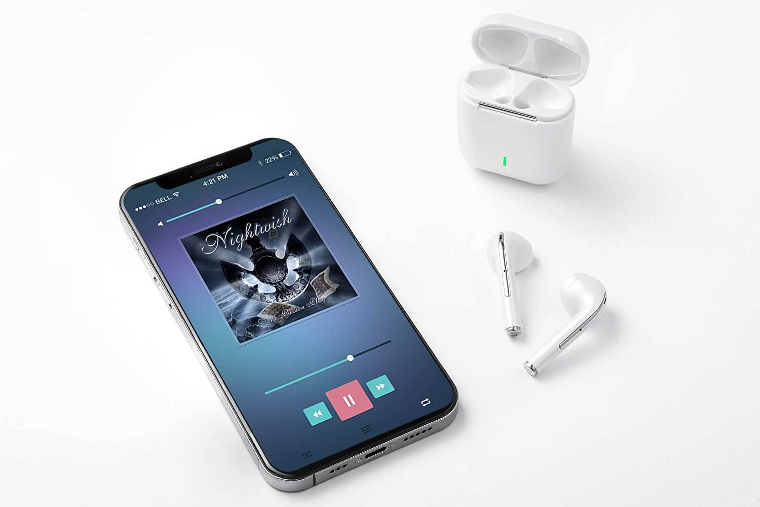 Dartwood True Wireless Earbuds - Portable Splashproof Headphones with Bluetooth Connectivity, Immersive Sound, Mic and Volume Control (White)