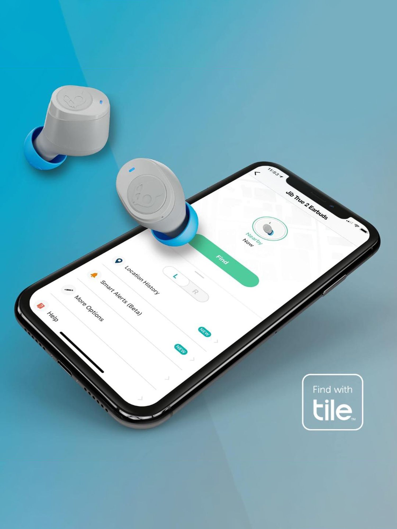 Skullcandy Jib True 2 in-Ear Wireless Earbuds with 32 Hr Battery (Light Grey & Blue, True Wireless)