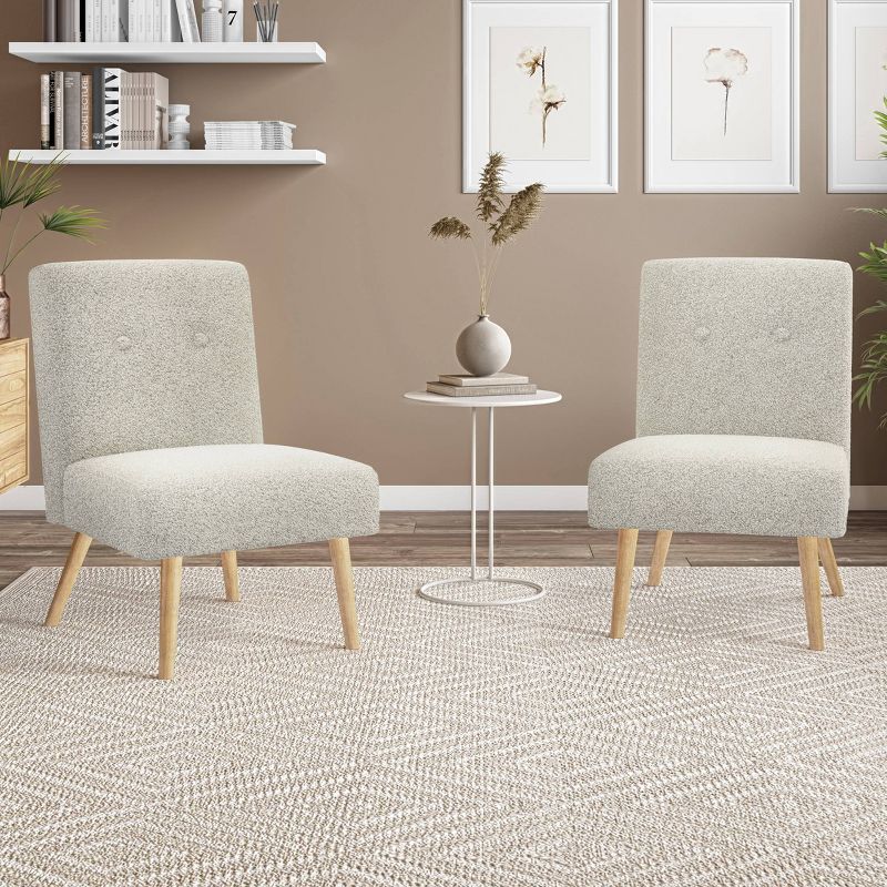 Set of 2 Webster Armless Slipper Chairs Cream - Handy Living