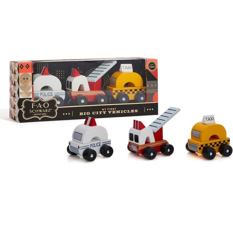 FAO Schwarz Wooden Vehicles 3 pack