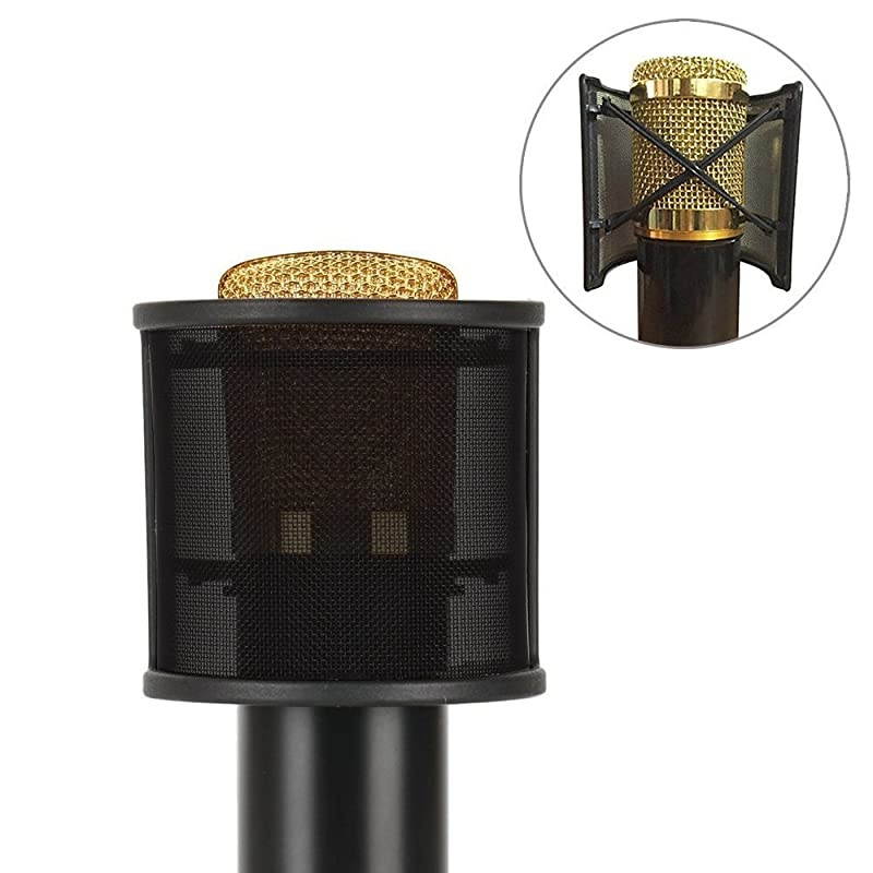 Pop Filter  Upgraded Three Layers Microphone Pop Filter Metal Mesh and Foam Layer Handheld Microphone Pop Filter Windscreen Cover Shield Mount for Youtube Videos Gaming Vocal Recording