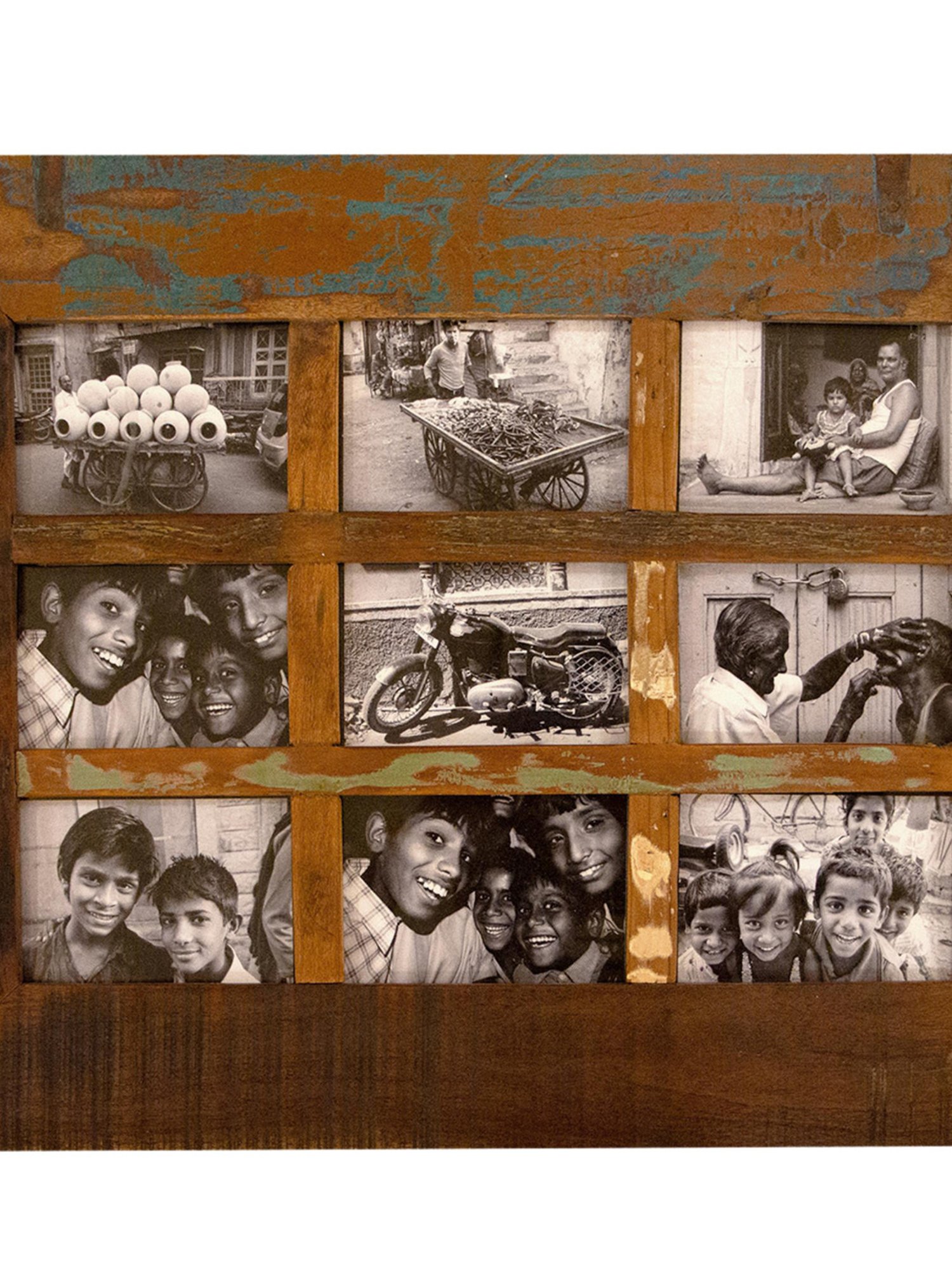 Ambi Vintage Wooden Photo Frame - 9 Photos - 21 X 27 Inches