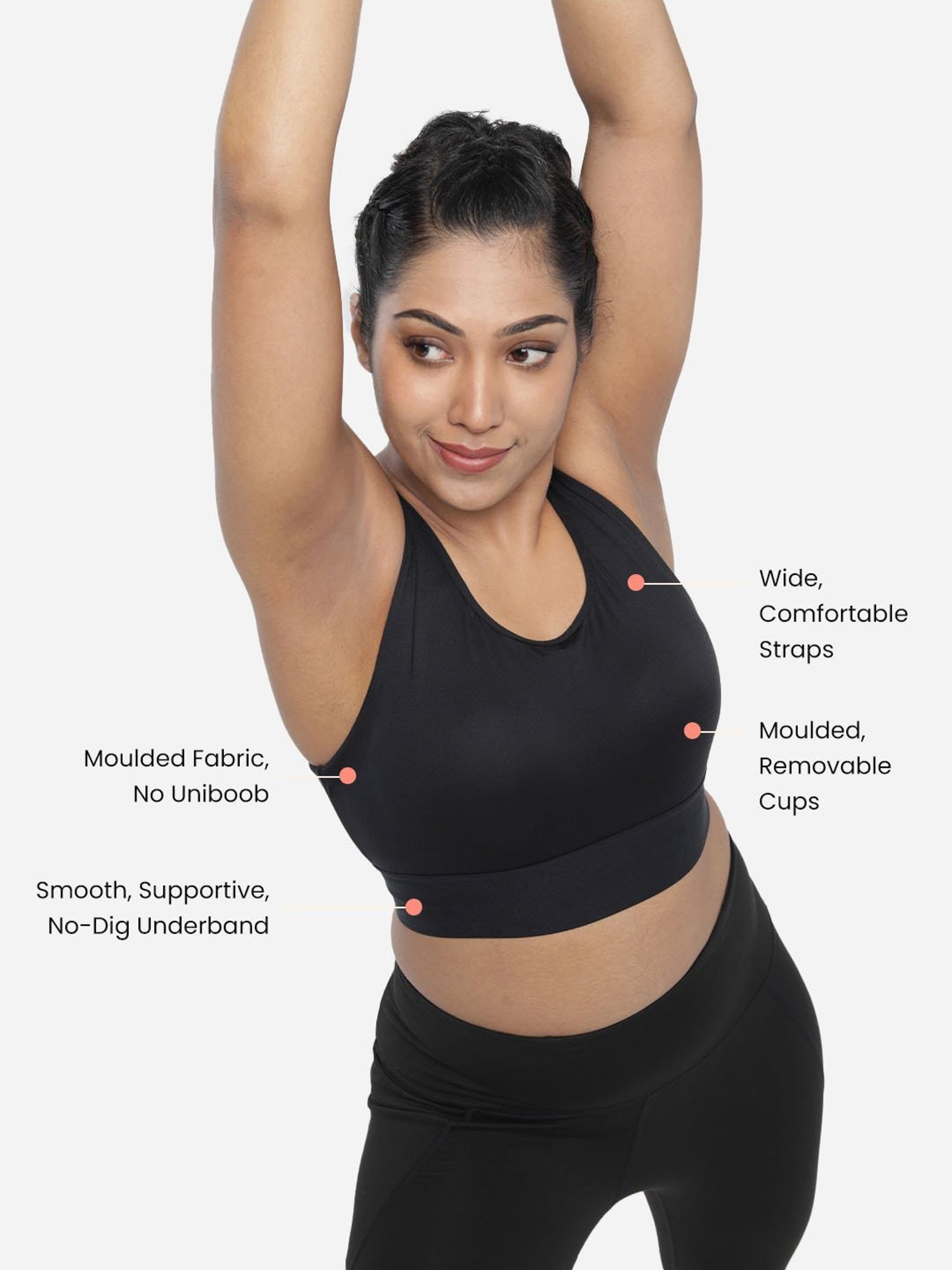 BlissClub Black Flex-It Moulded Sports Bra