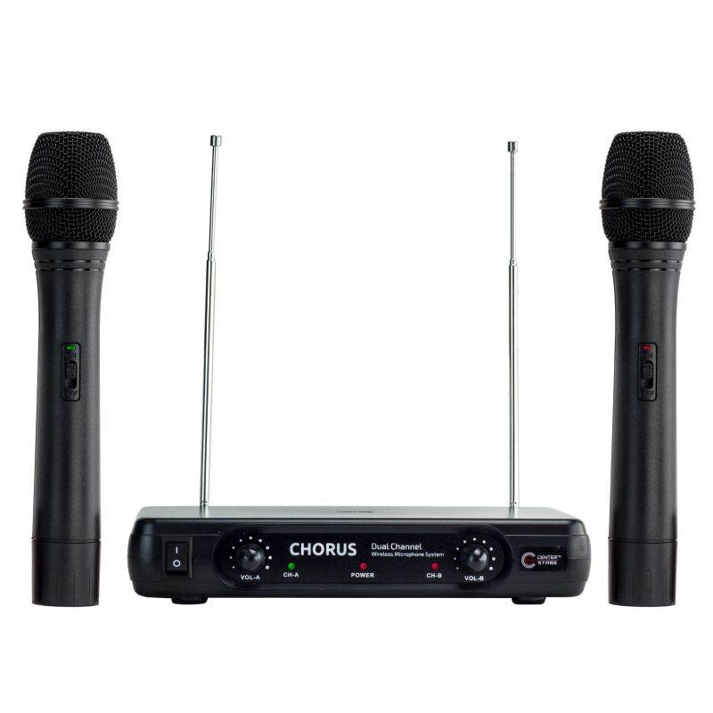 CenterStage Chorus Dual Wireless Handheld Microphone System- Easy Setup- Karaoke, Performance, Presentation