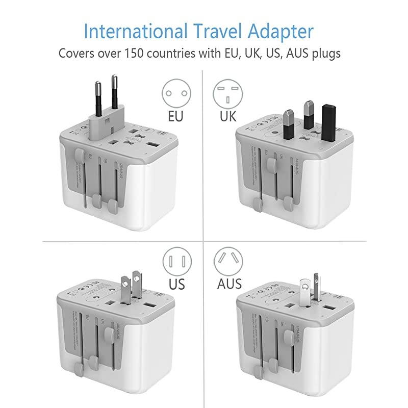Universal Travel Adapter,  International Power Adaptor with 4 USB Outlets - Worldwide All in One Wall Charger for China USA Europe EU UK Thailand Japan Australia (Type G/C/A/I)