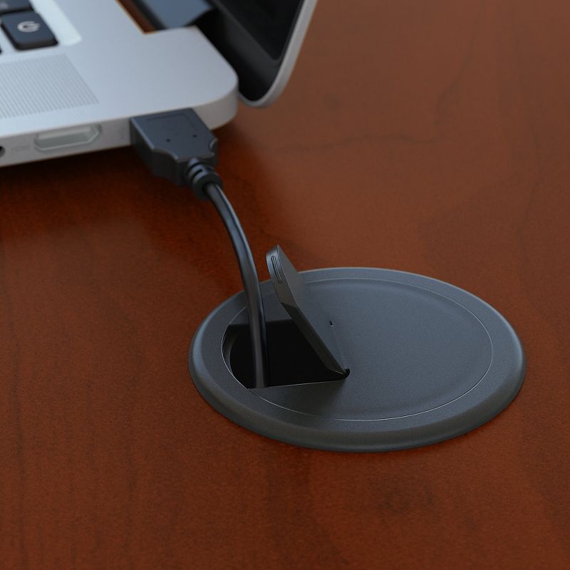 Bush Business Furniture 60Wx43D Right Hand 3 Pos Sit-Stand L Desk w/File Cab, Hansen Cherry