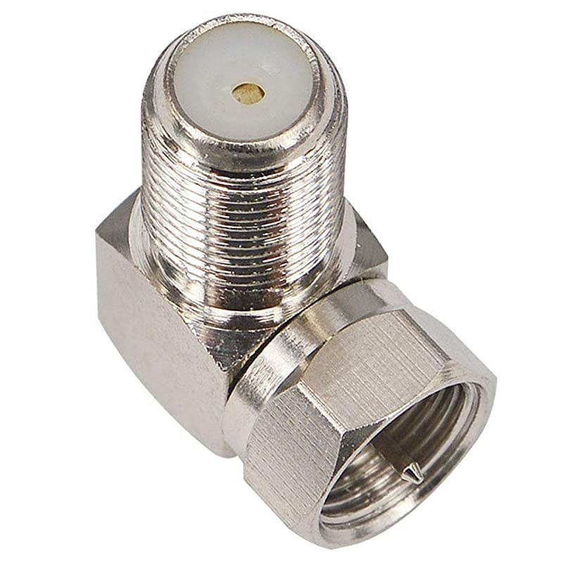 F Type Coaxial Cable 90 Degree Connector Male to Female Quick Connector Adapter for Tight Corners and Flat Panel TV Mounting Right Angle F Type Caoxial RG6 Adapter for Wall Plates 5 Pack