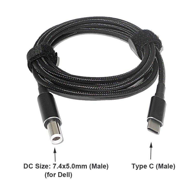 100W USB 3.1 Type C PD Power Adapter Plug Converter to 7.4x5.0mm Laptop Charging Cable Cord for Dell Laptops