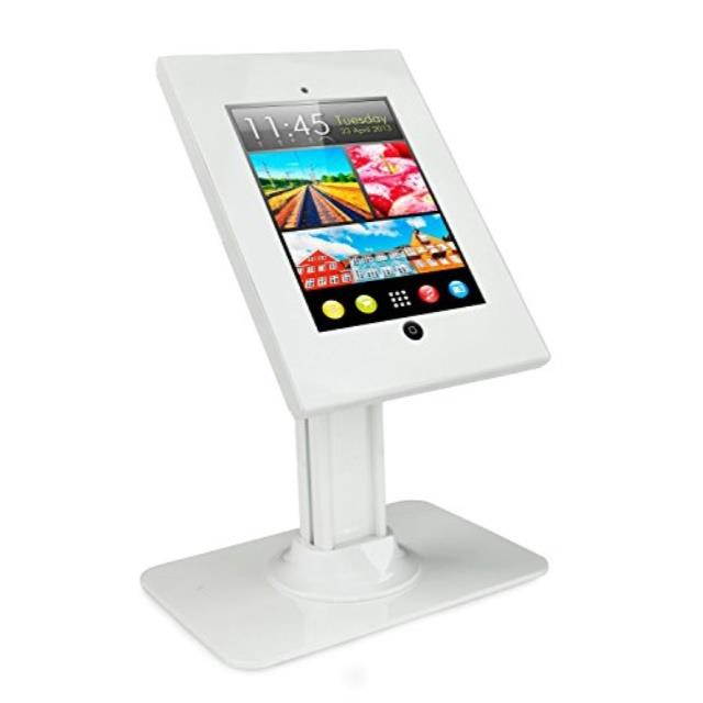 Mount-It! Tablet Security Stand Kiosk | Full Motion Anti-Theft Enclosure | White