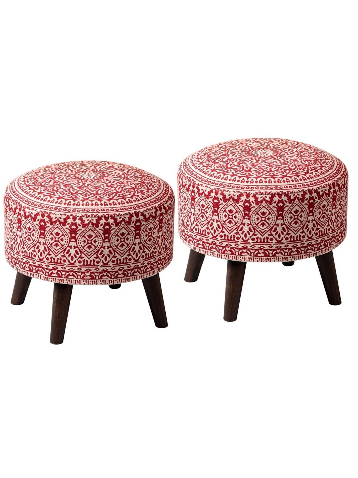 Chumbak French Sahara Solid Mustard Yellow Wood Ottoman