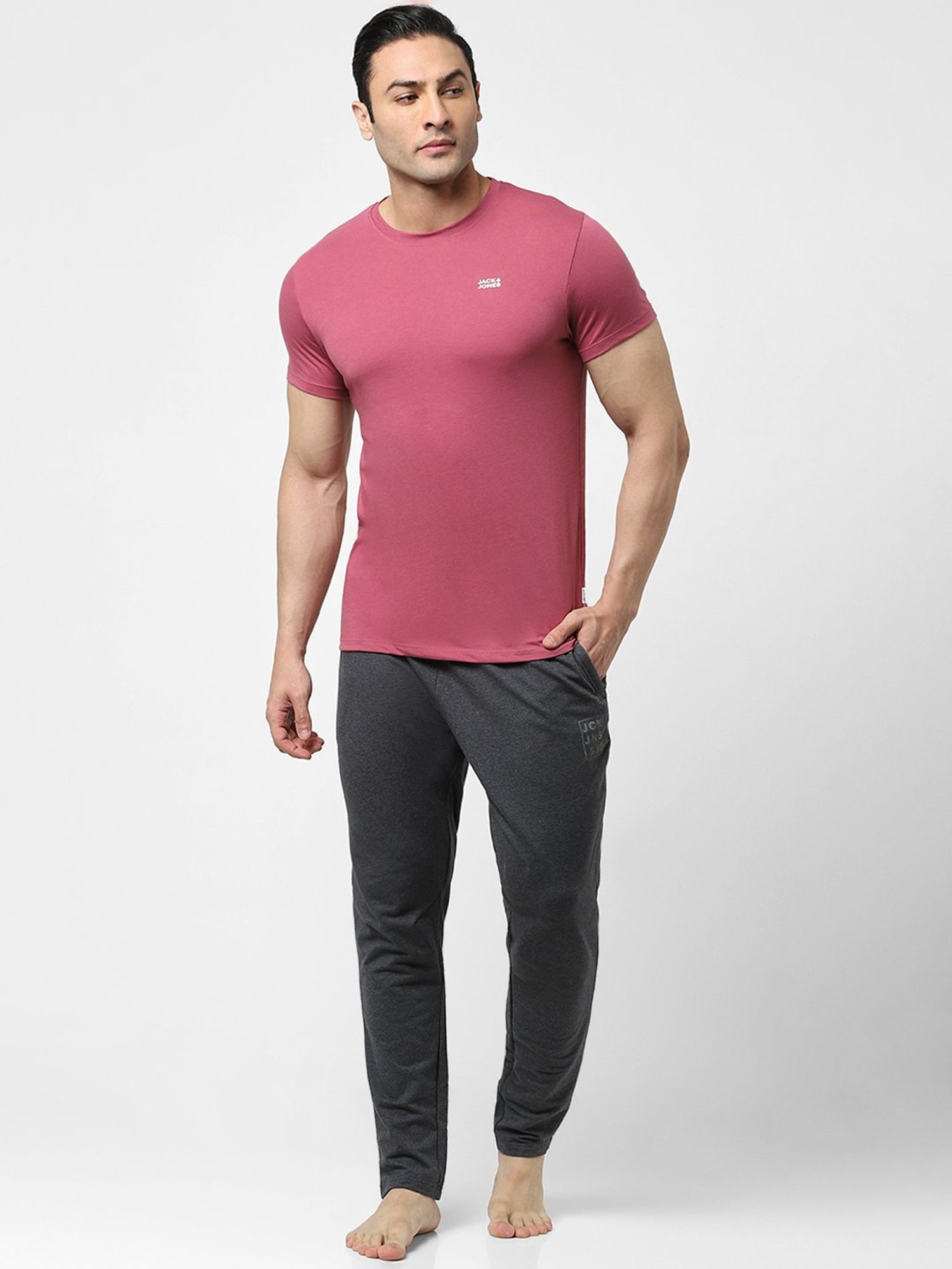 Jack & Jones Pink Regular Fit Cotton Lounge T-Shirt