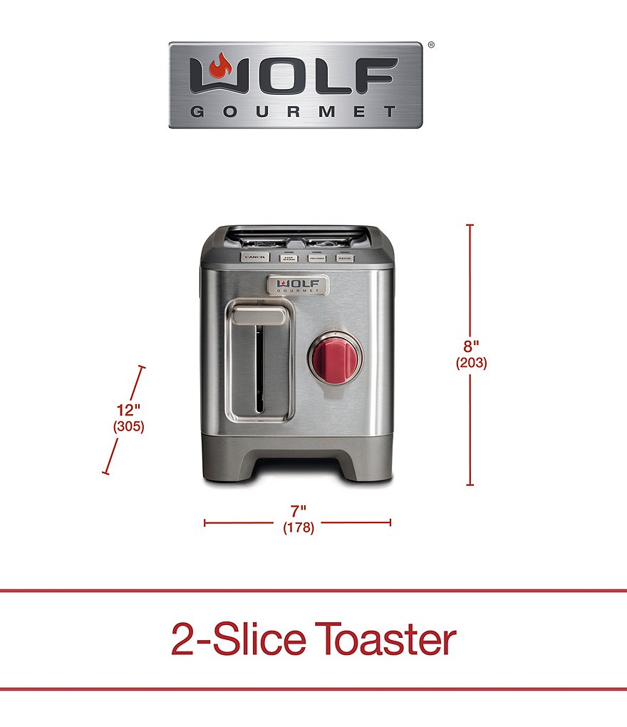 Wolf Gourmet 2-slice Toaster With Red Knob