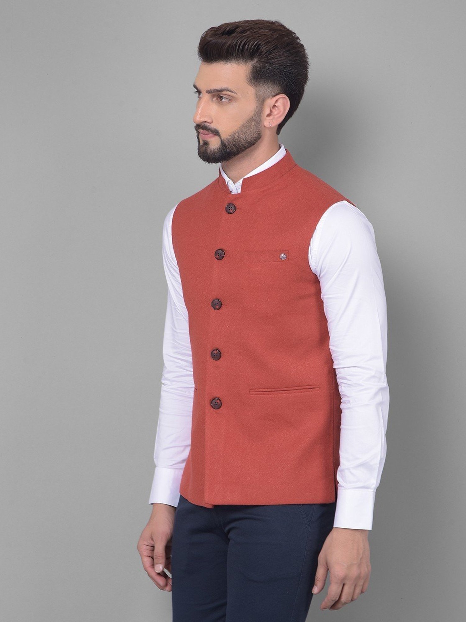 VASTRAMAY Teal Green Regular Fit Printed Nehru Jacket
