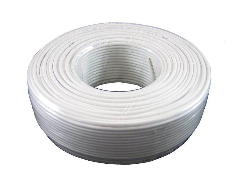 Round Phone Cable - Tupavco TP801 - 300ft White Roll (100 M - 328 ft) 4X1/0.4 Reel Telephone Cord