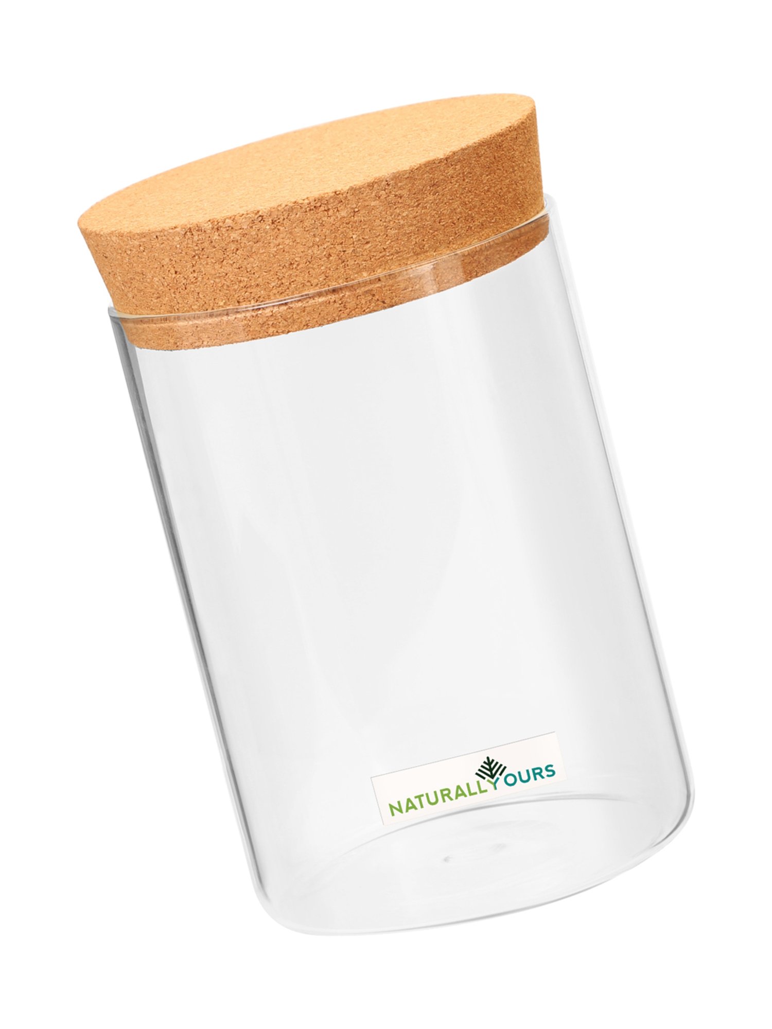 NATURALLYOURS Borosilicate Transparent Glass Storage Jars With Cork Lid - 920 ml