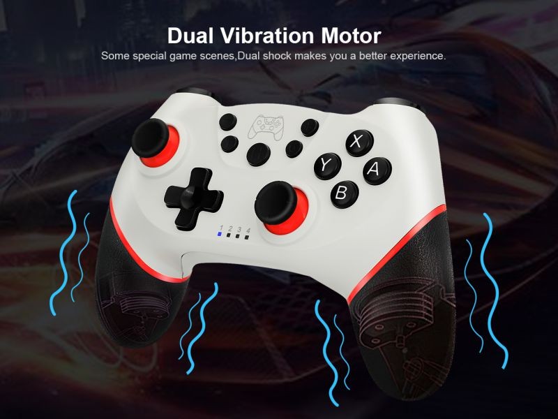 SuperStar Wireless Gaming Controller Remote Gamepad Joystick for Nintendo Switch,Bluetooth Rechargeable Gamepad Supports 6-Axis Gyro, Turbo and Dual Vibration(White)