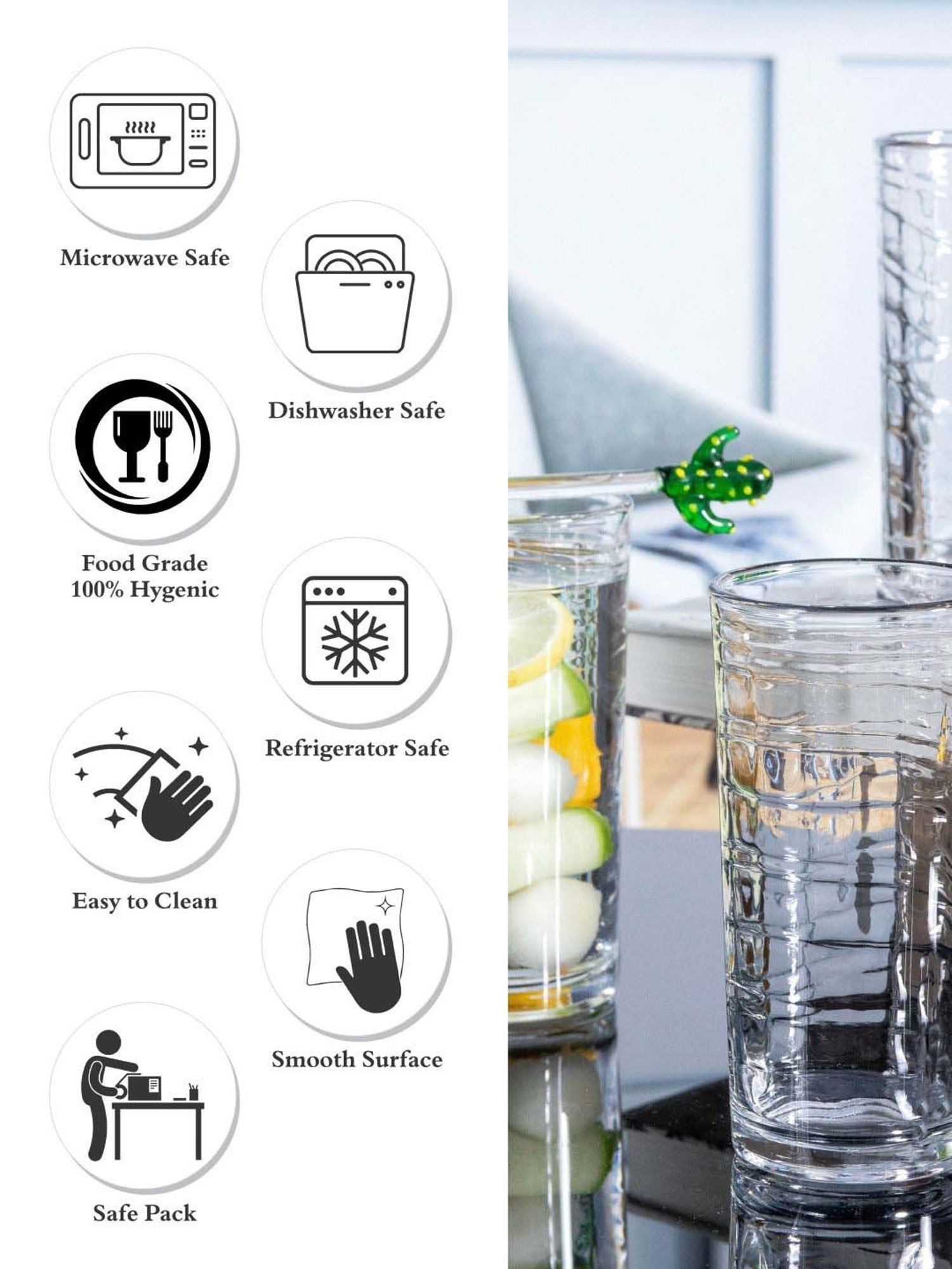 ROXX Tuscany Wave Transparent Glass Tumbler (0.25 L) - Set of 12