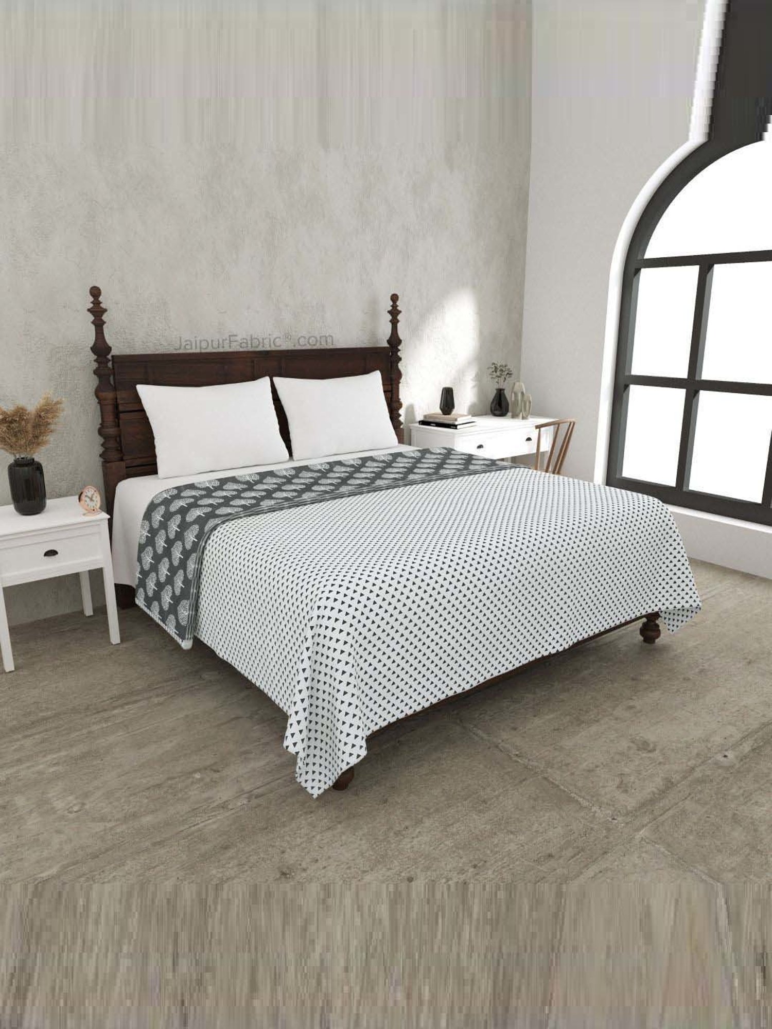 JaipurFabric Grey Mulmul Cotton 150 GSM Reversible Ac Dohar