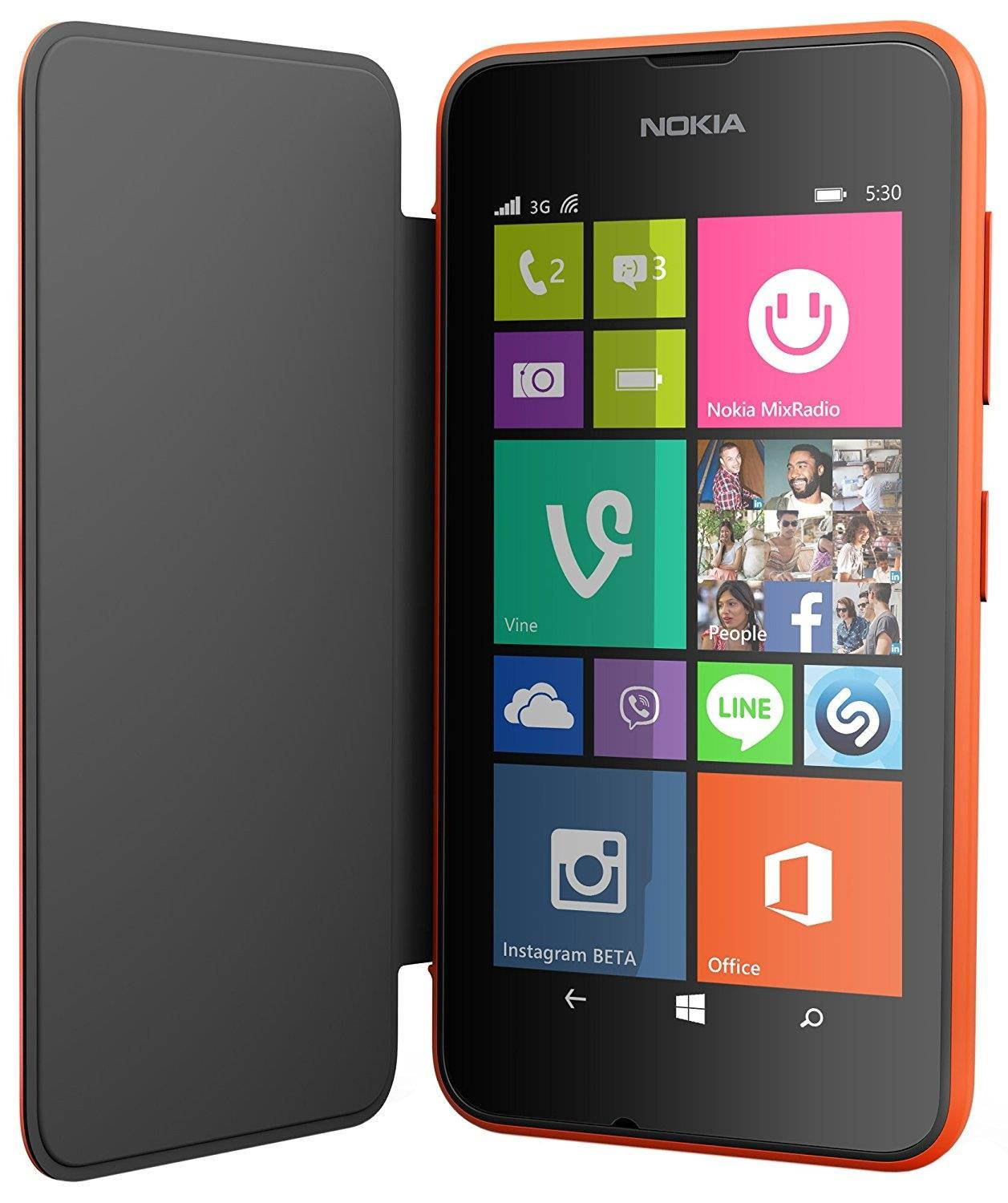 Nokia Lumia 530 CC-3087 Flip Clip-On Hard Shell Case - Orange