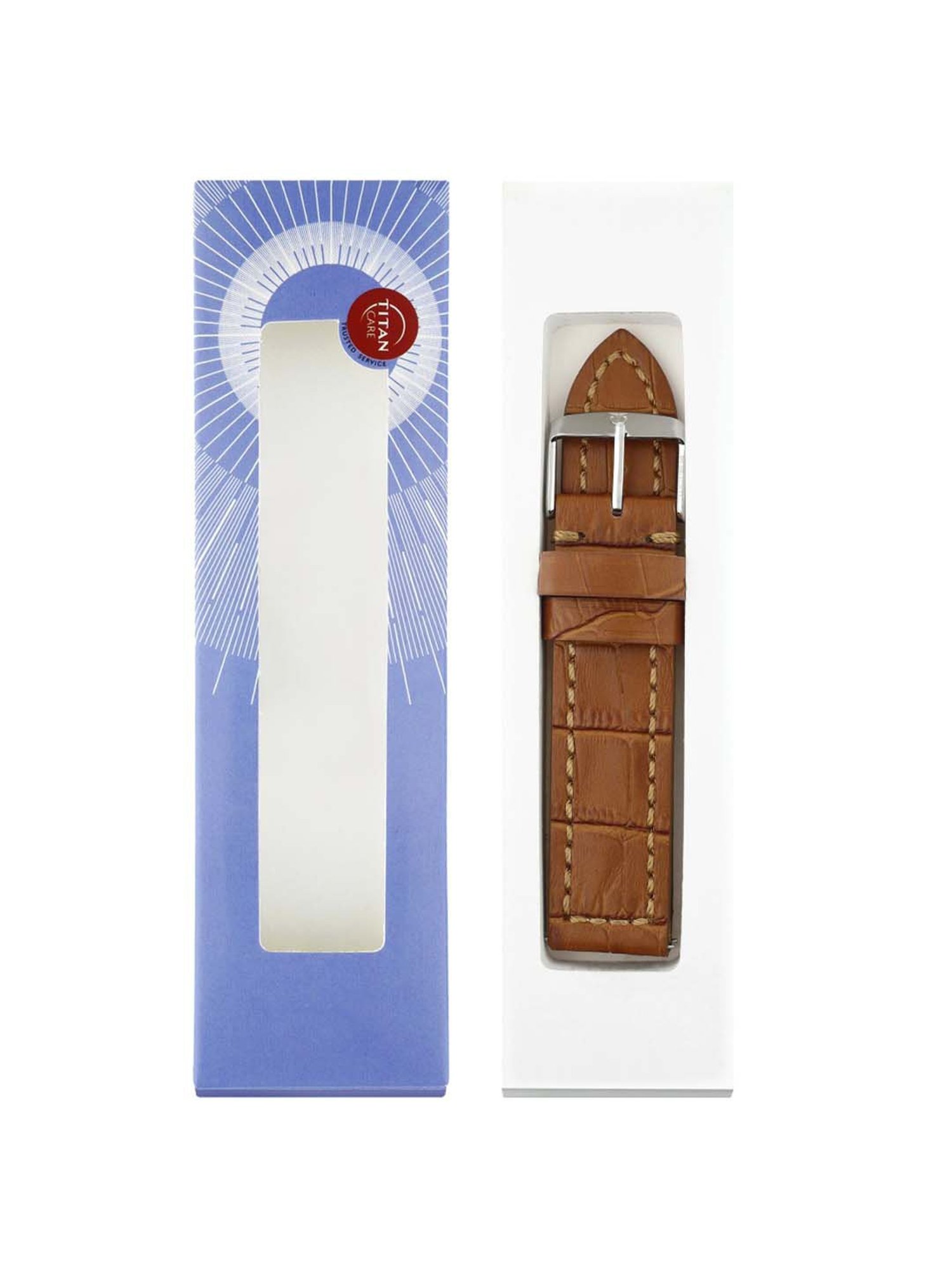 Titan 24 mm Tan Genuine Leather Strap for Men