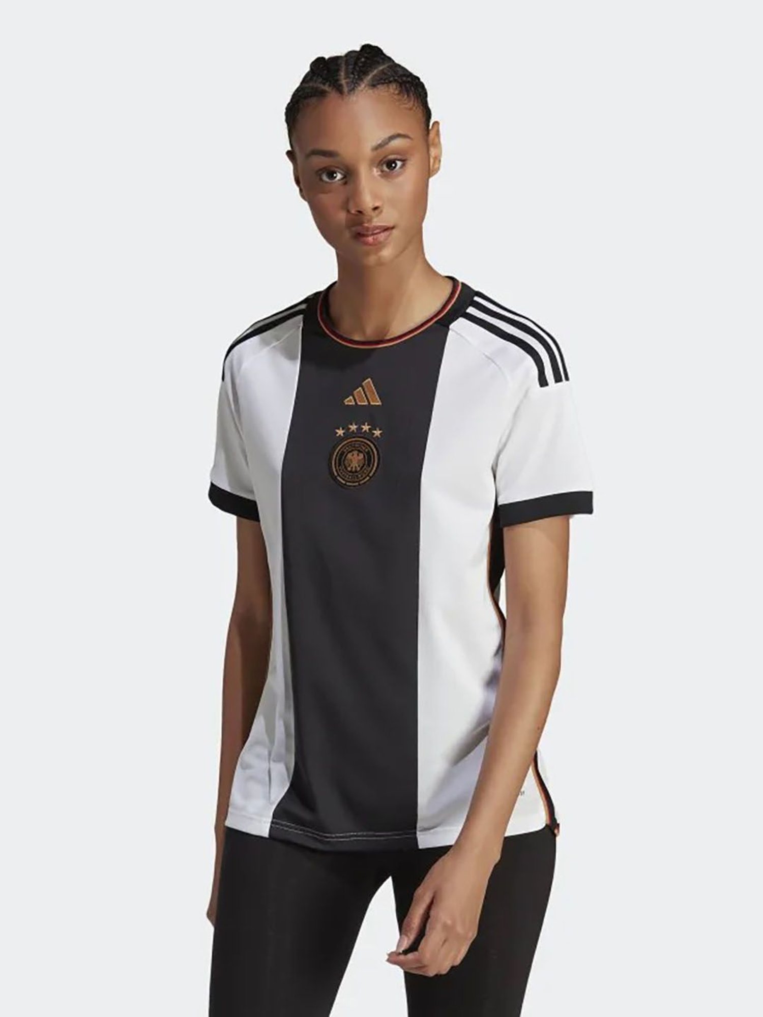 adidas White & Black GERMANY 22 HOME  Logo Print DFB H JSY W T-Shirt
