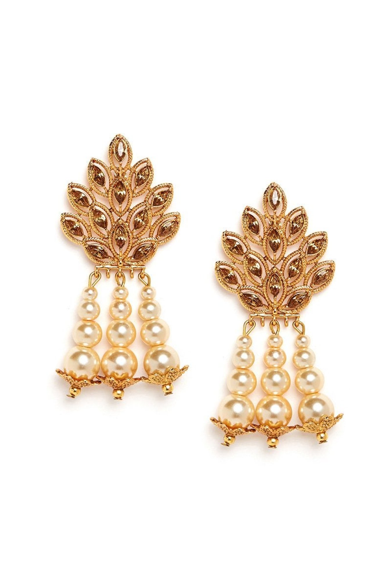 Panash Golden Copper Beaded Dangler Earrings