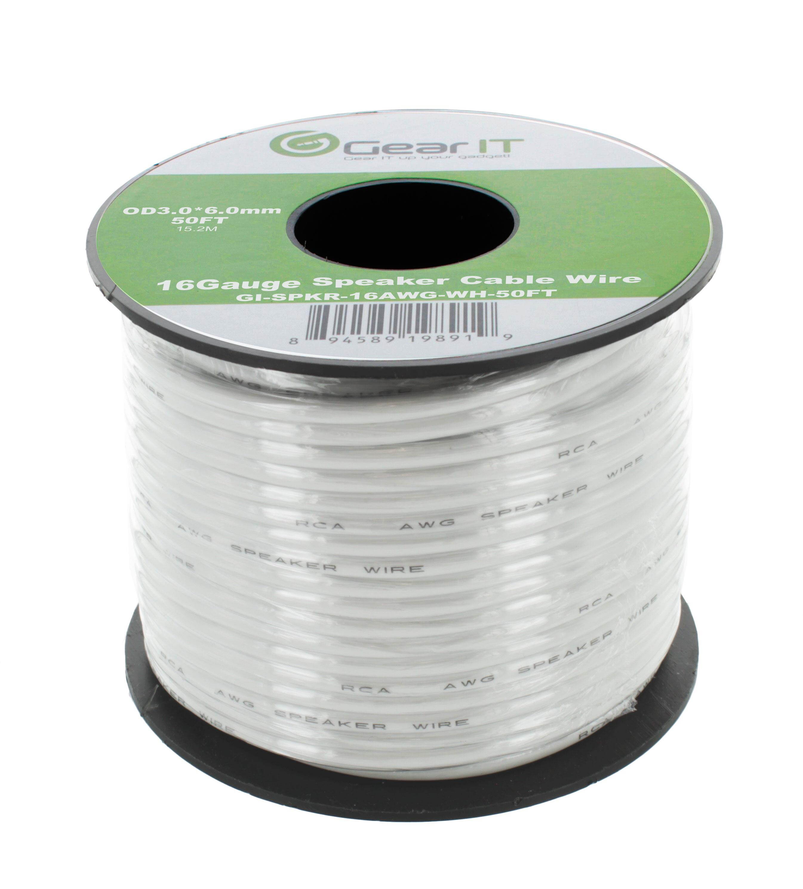 16 Gauge Speaker Wire, GearIT 200 ft 16AWG for Home Theater / Car Audio / Outdoor Installation High Quality Speaker Wires, White
