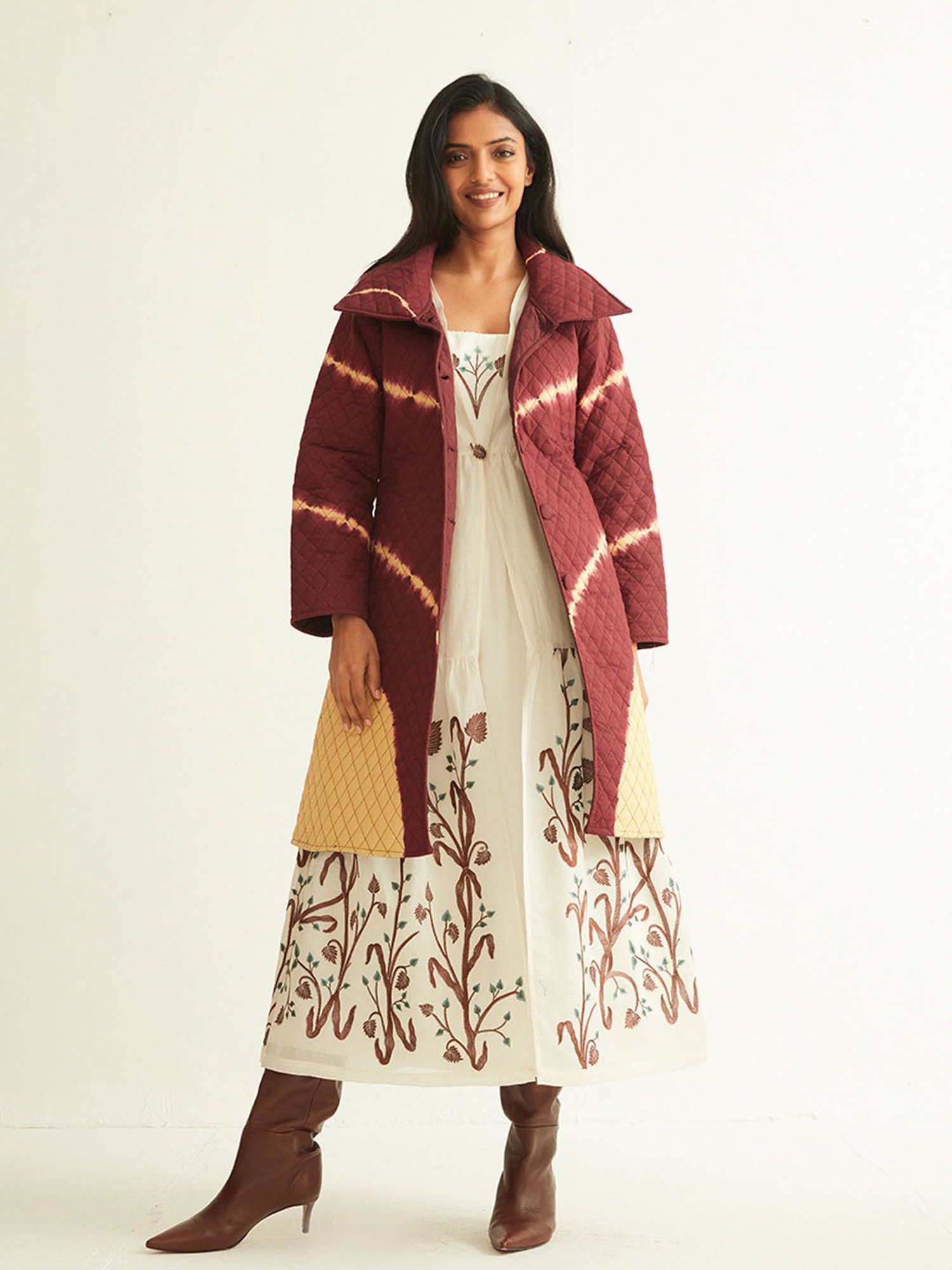 ANCESTRY Maroon Quilted Jacket