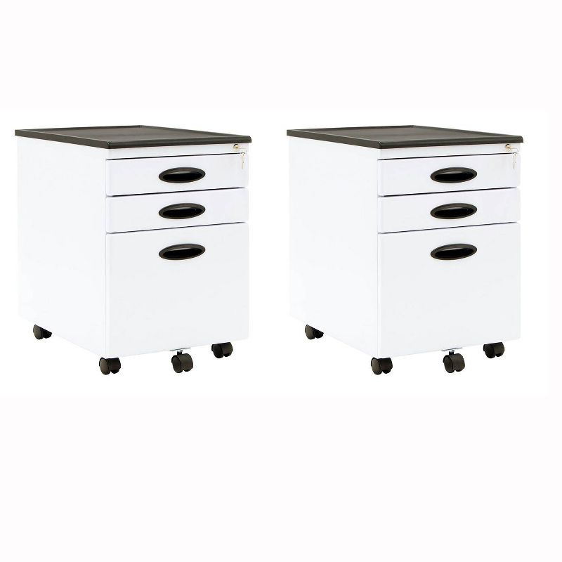 Calico Designs Home Office Furniture Storage 3 Drawer File Cabinet White, 2 Pack