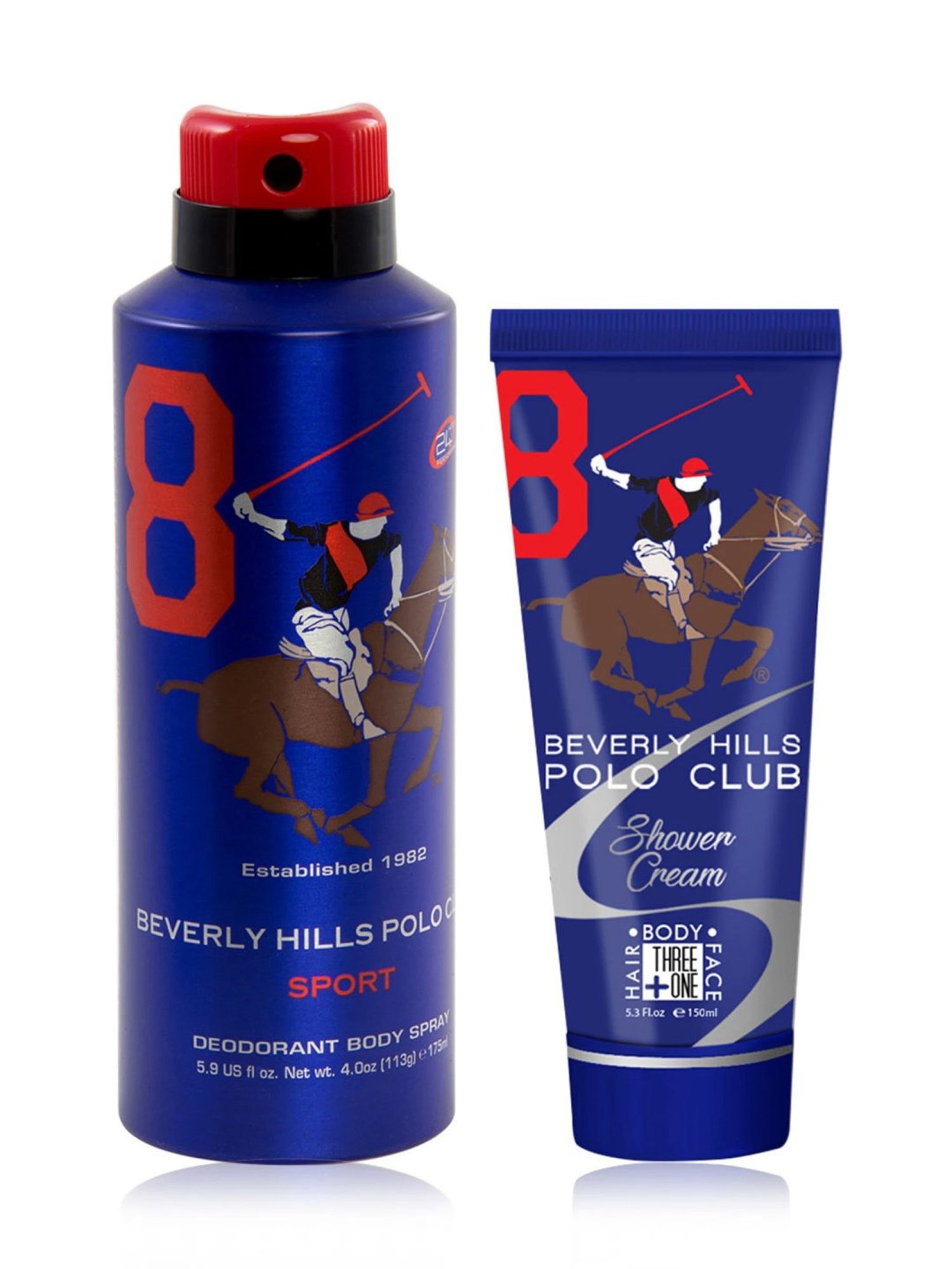 Beverly Hills Polo Club Sport No.8 Gift Set for Men with Deodorant & Shower Cream