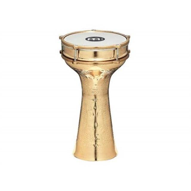 meinl percussion darbuka with hand hammered copper shell, brass plated  made in turkey  7 7/8" tunable synthetic head, 2year warranty he215