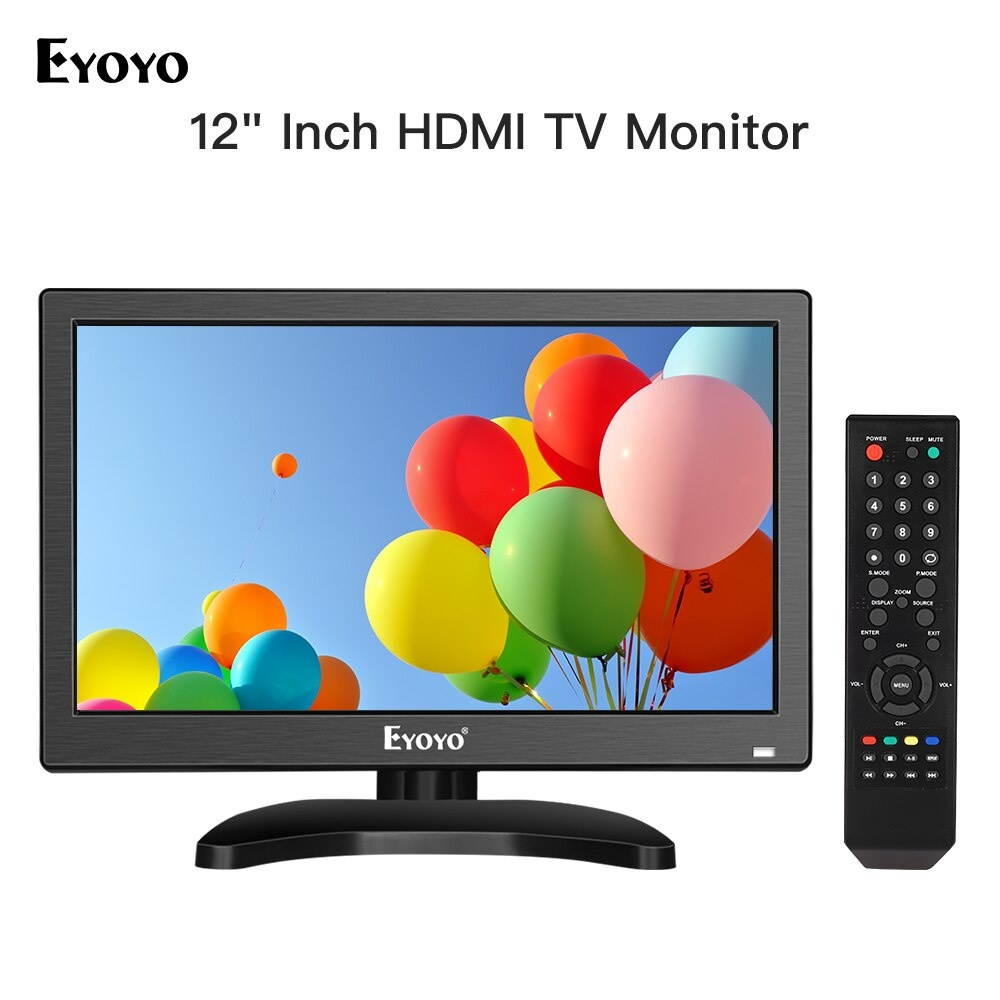 12 inch 1920x1080 IPS LCD Screen Display HDMI TV Monitor, Portable Kitchen TV with HDMI/VGA/AV/USB Input & Remote Control