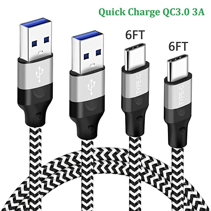 2Pack Charger Cord Charging Cable for Samsung Galaxy A51 A71 A52 A42 5G A21 S8plus Note9 Note8 S9plus Note 8 9 10 A50 A70 A10E A20 A41,Pixel3 XL,T-Mobile REVVLRY+,USB Type C Fast Charge Phone Wire