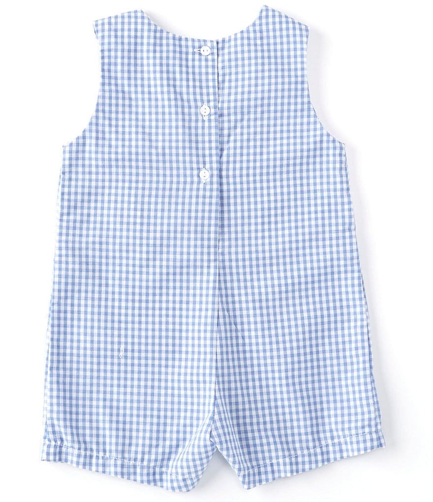 Petit Ami Baby Boys 3-24 Months Sleeveless Checked Safari-Animal-Appliqued Jon Jon Shortall