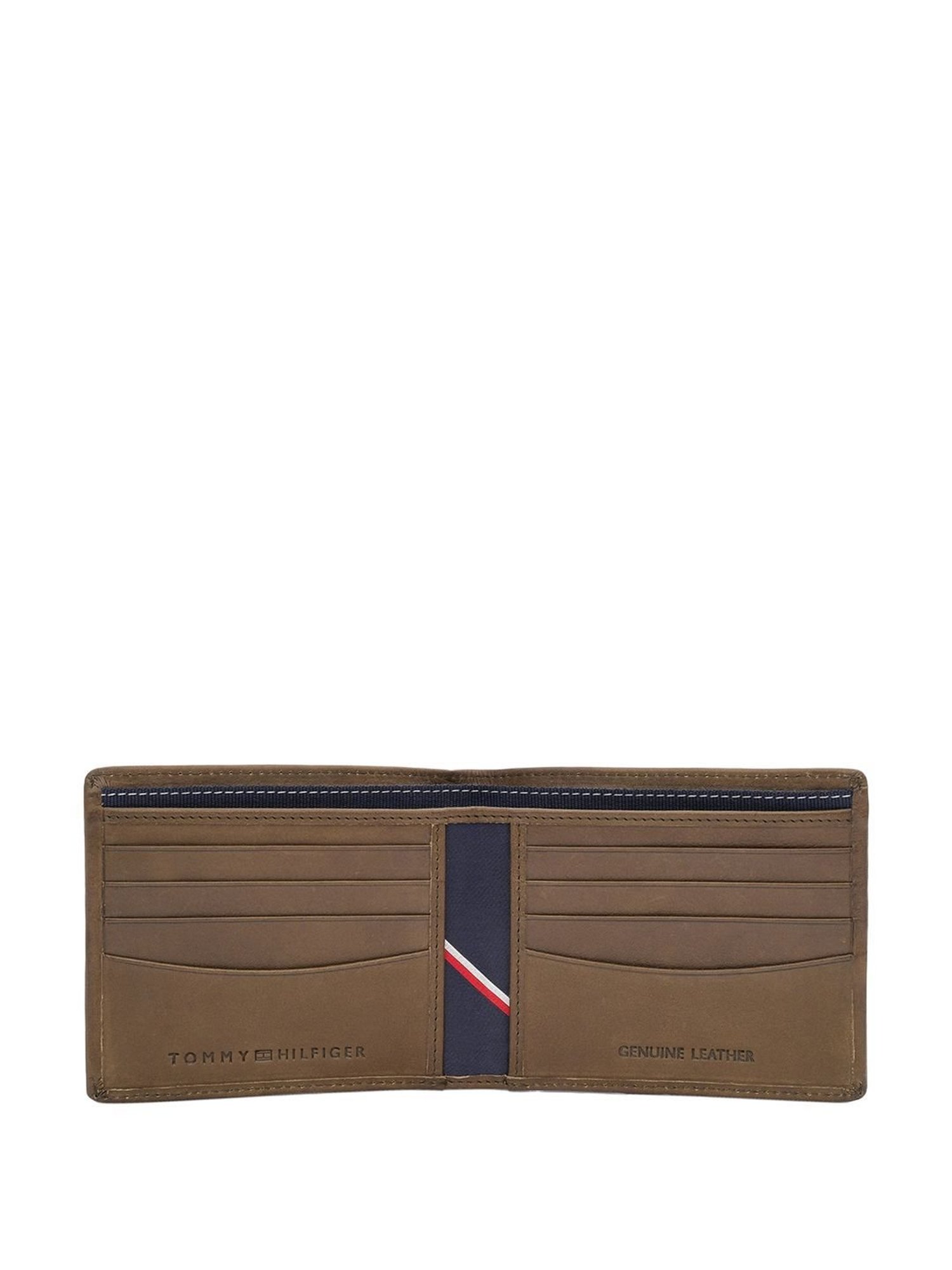 TOMMY HILFIGER Thasos Olive Brown Casual Leather Bi-Fold Wallet  for Men