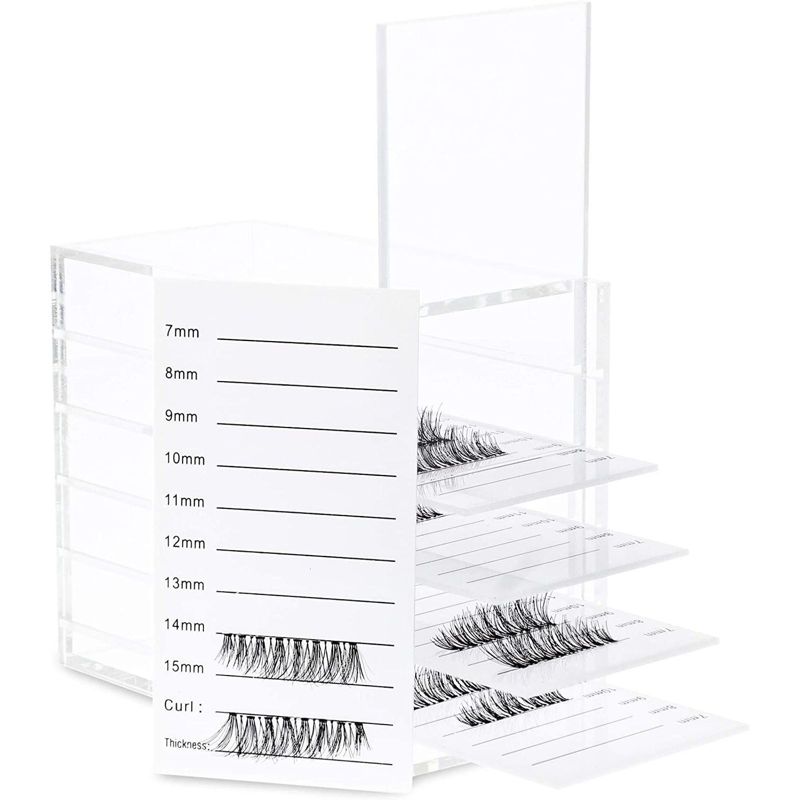 Juvale Acrylic 5 Layer Clear Eyelash Storage Box, Organizer (4.5 x 3.5 in)