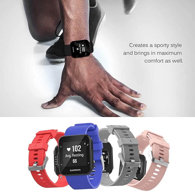 Compatible with Forerunner 35 Watch Band Soft Silicone Replacement Watch Band Sport Bracelet Strap with 6pcs Screws and 2pcs Screwdrivers for Forerunner 35 GPS Running Smart Watch Gray