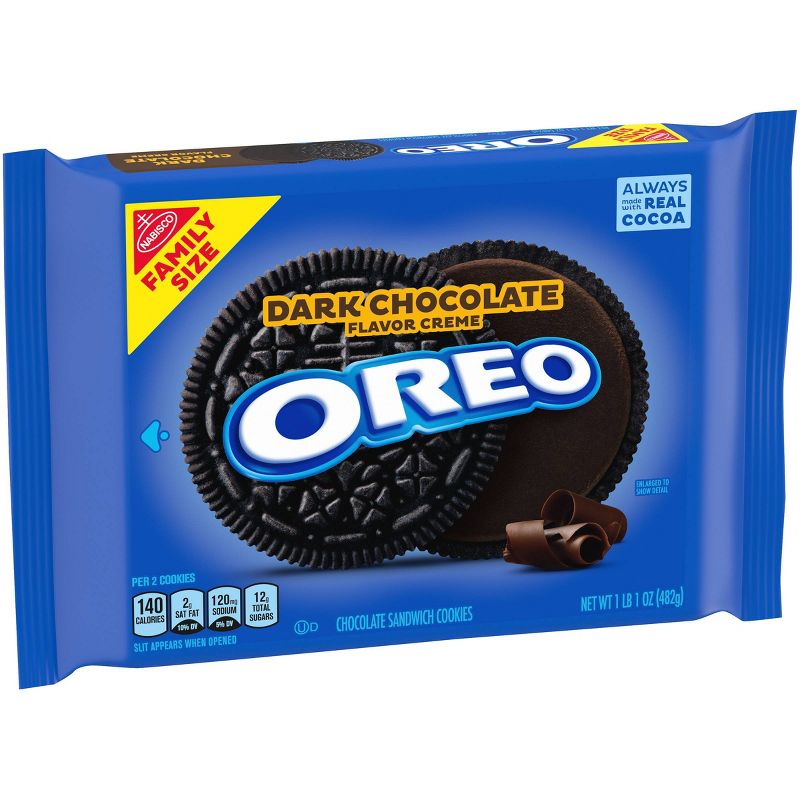 Oreo Dark Chocolate Flavor Creme Chocolate Sandwich Cookies Family Size - 17oz