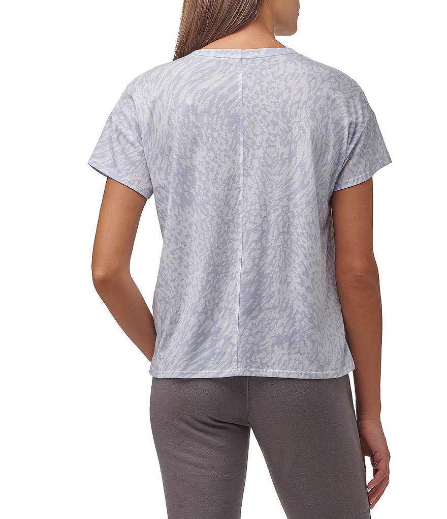 Marc New York Boxy Short Sleeve Crew Neck Animal Printed Jersey Top