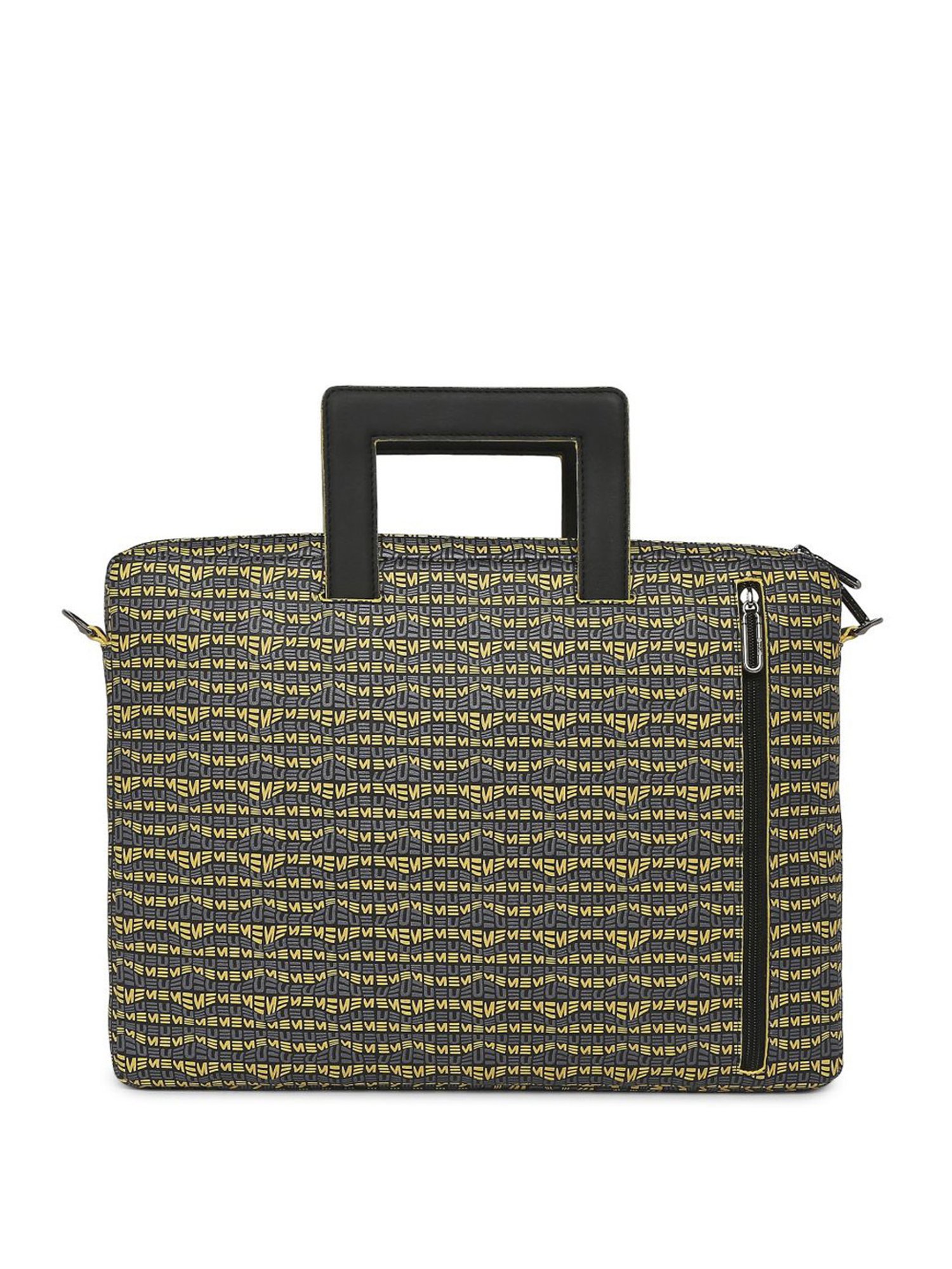 Eume Dragonfly Black Leather Printed Laptop Messenger Bag