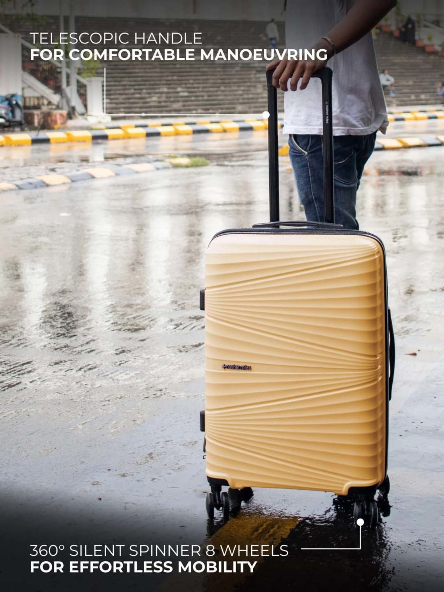 Nasher Miles Mumbai Hard-Sided Polypropylene Luggage Set of 3 Yellow Trolley Bags (55, 65 & 75 cm)