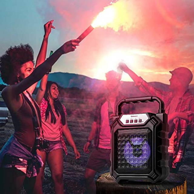 Shinco Portable Bluetooth Speaker with Colorful LED Light, Rich Bass, MP3 Player, TF Card, USB Input, AUX Line-in, 66 ft Wireless Range, Perfect for Home Audio Entertainment and Outdoor